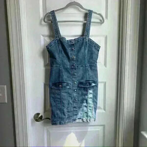 Divided Denim Mini Dress with Button detail size M Medium NEW
